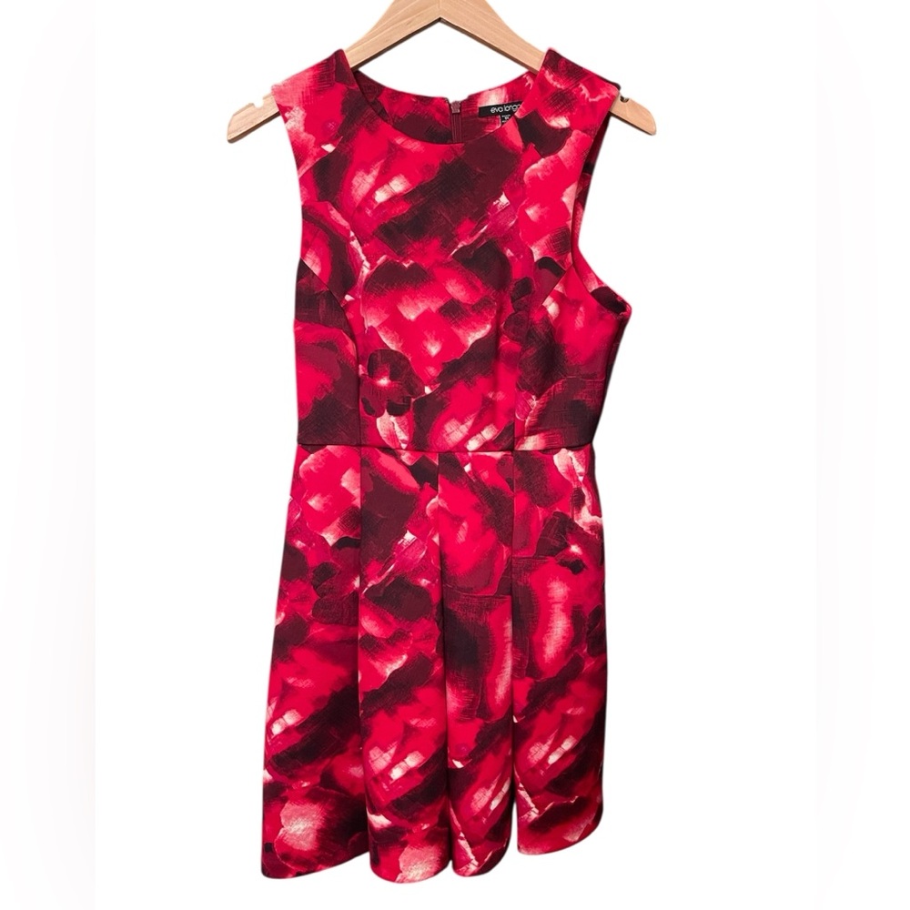 The Limited Eva Longoria Red and Black Patterned Sleeveless Fit and Flare Dress - Picture 7 of 17
